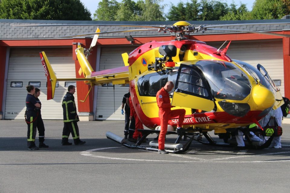 Exercice SDIS76, interventions à bord des navires, présence d’hélicoptère.