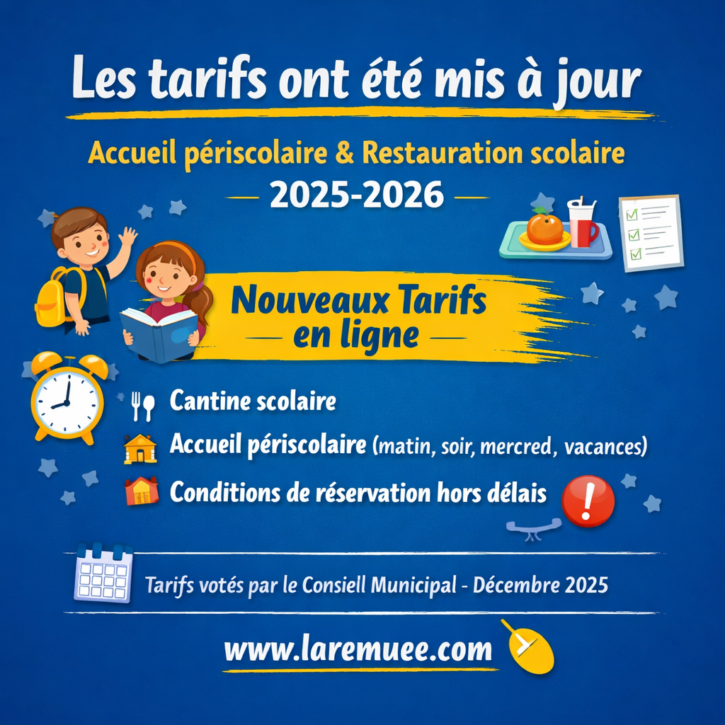 Tarification et modalités d&rsquo;inscription pour l&rsquo;accueil périscolaire et la restauration scolaire 2025-2026
