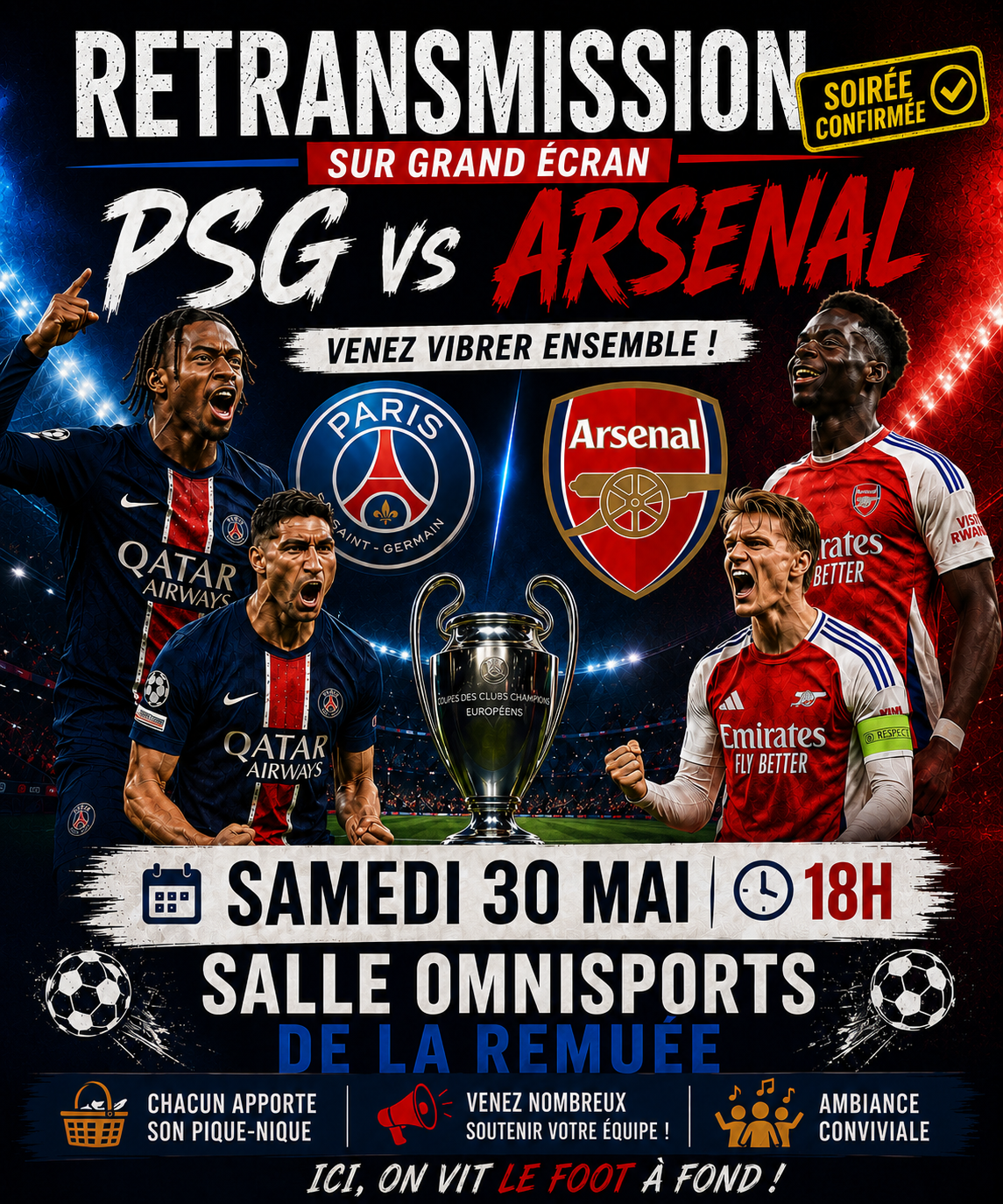 Retransmission PSG – Arsenal confirmée à La Remuée