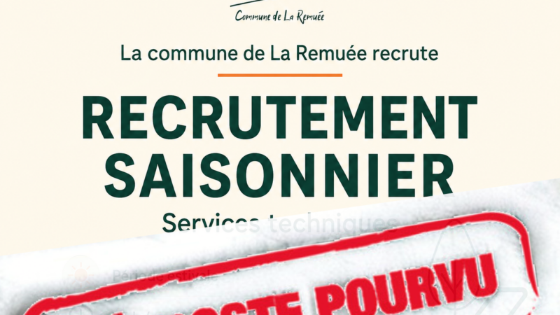 Recrutement saisonnier à La Remuée : Poste Pourvu