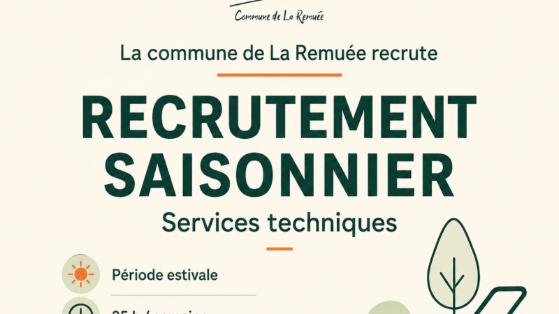 Recrutement saisonnier à La Remuée : renfort pour les services techniques