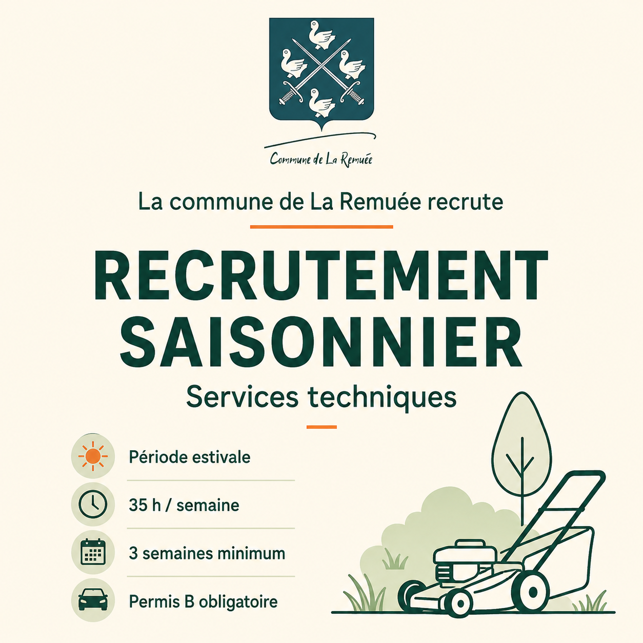 Recrutement saisonnier à La Remuée : renfort pour les services techniques