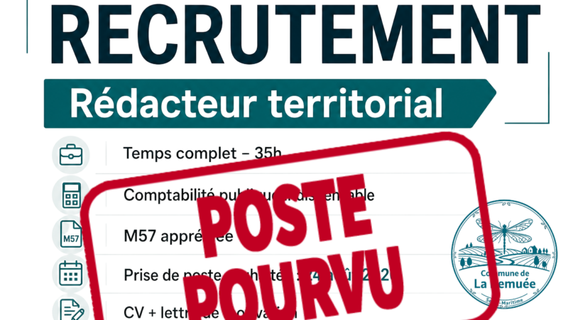 Recrutement d’un rédacteur territorial : poste pourvu