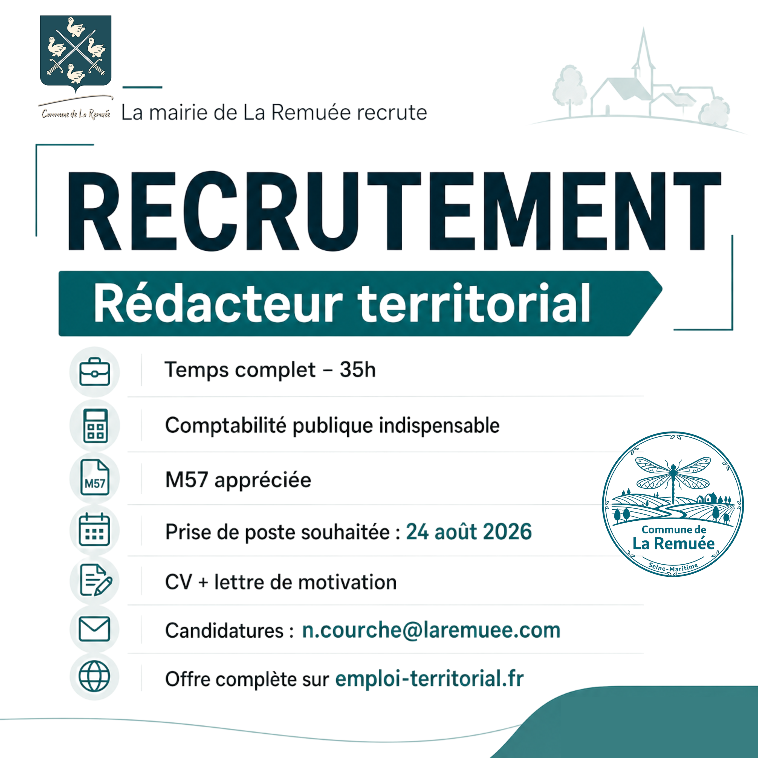 La Remuée recrute un rédacteur territorial