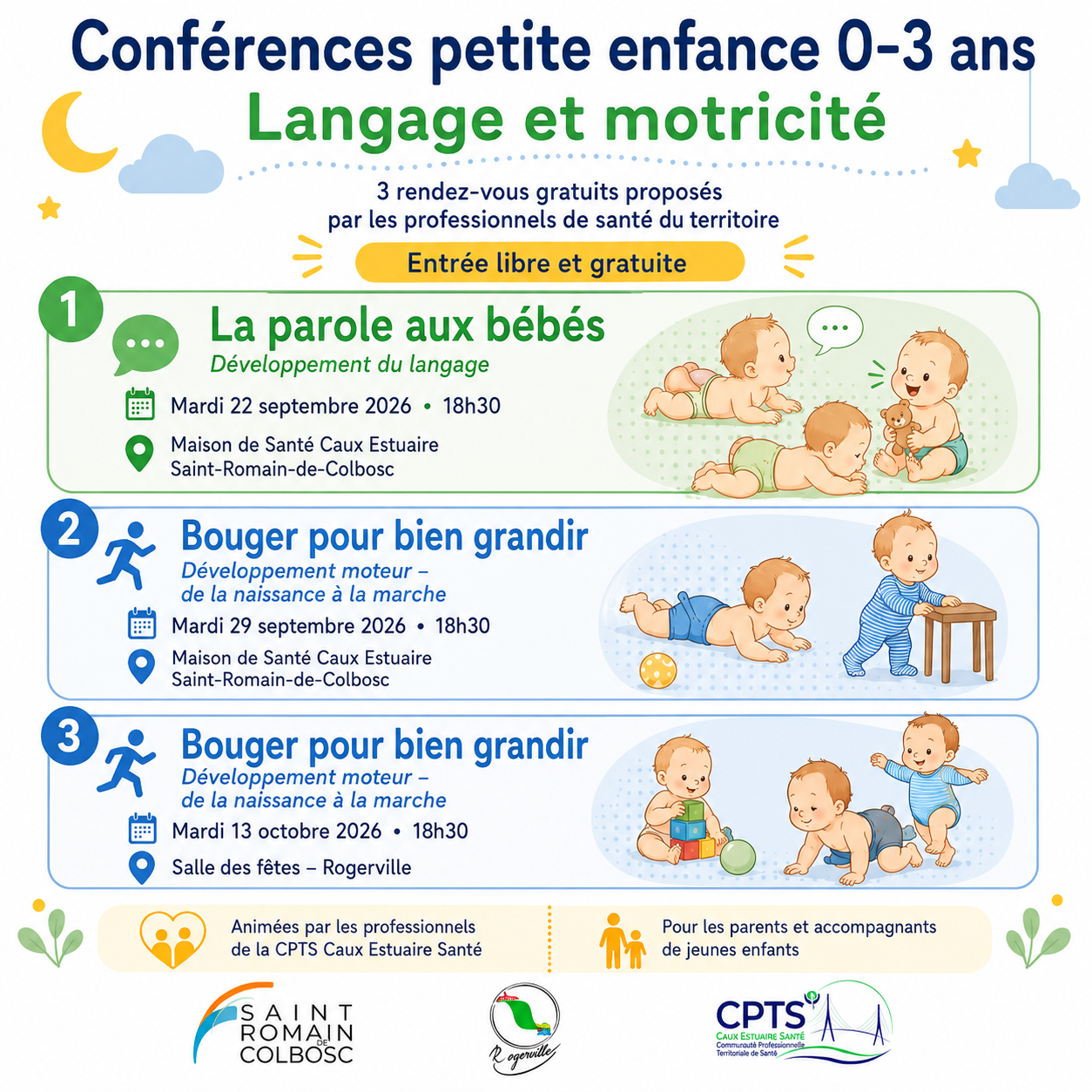 Petite enfance : trois conférences gratuites sur le langage et la motricité des enfants de 0 à 3 ans