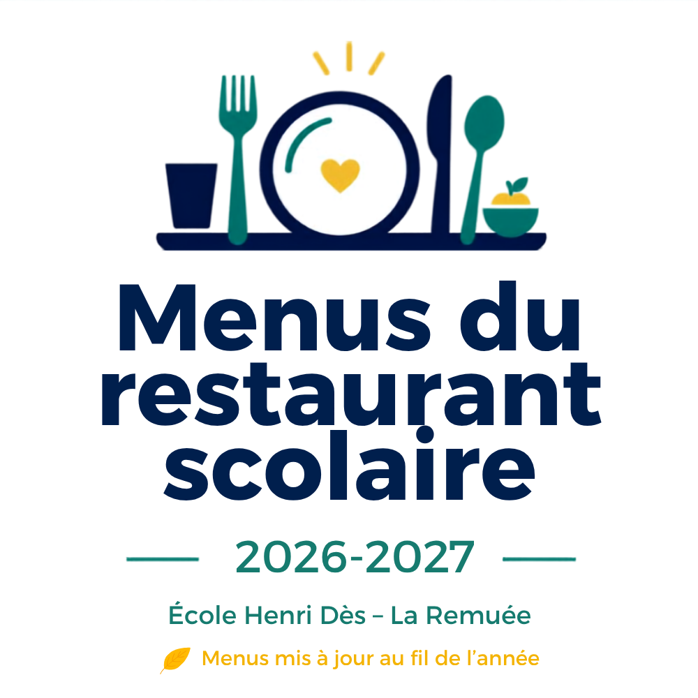 Menu du restaurant scolaire 2026-2027